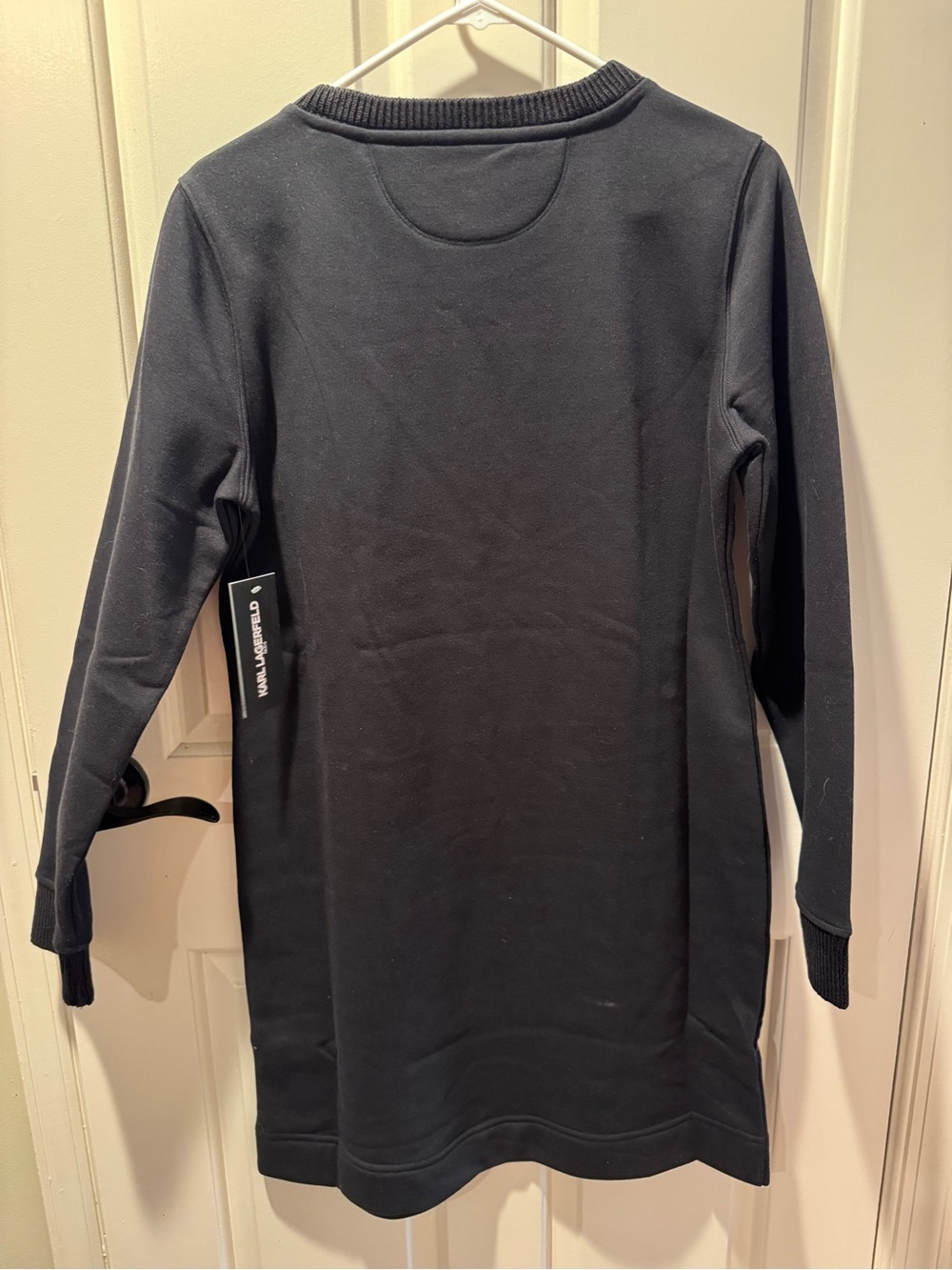 NWT Karl Lagerfeld Black Embroidered Sweatshirt Dress Sz Medium - Picture 6 of 9